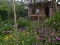 Porch in kastanjehout en dak met hout shingles